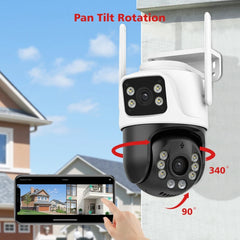 Caméra PTZ double caméra, vision nocturne, application IcSee 4MP/8MP