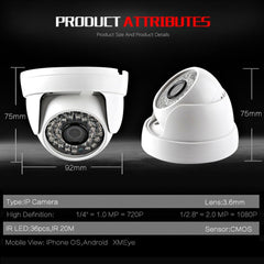 Caméra IP Dôme POE 720P 1080P infrarouge vision nocturne boavision APP XMeYe