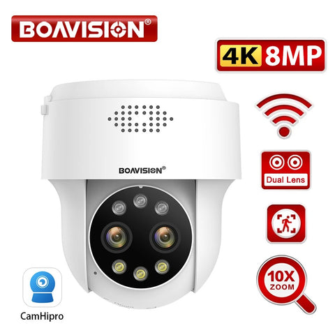Caméra de surveillance extérieure PTZ avec vision nocturne, détection humanoïde, ZOM numérique 10X, vision nocturne, 8MP, 5MP, 4MP, 2MP, WiFi