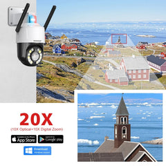 Caméra PZ de surveillance extérieure HD WIFI/4G , dispositif de sécurité sans fil,  suivi automatique et détection humaine, lumière rouge et bleue iodée