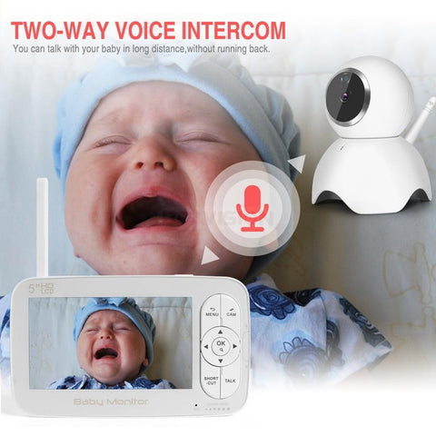 Babyphone PTZ sans fil avec écran IPS de 5 pouces, moniteur de température,  caméra pour nounou, détection des pleurs, Plan d'alimentation, Babysitter -  AliExpress