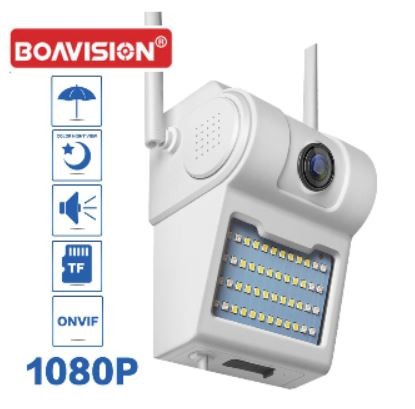 Caméra de surveillance murale avec lampe flash IP WIFI murale Microphone/Audio 1080P micro SD BOAVISION CCTV