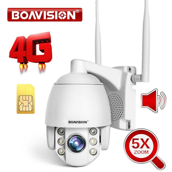 Caméra 4G PTZ Vision nocturne CCTV BoaVision carte sim vidéo surveillance ZOOM X5 2MP OU 5 MP