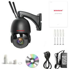 Caméra de surveillance PTZ 4G ou Wifi / 5 MP, Zoom X30 App CamHi infrarouge 80M
